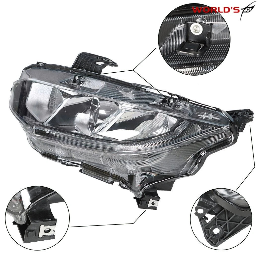 Halogen Chrome Projector Headlight for Honda Civic (2016–2018)
