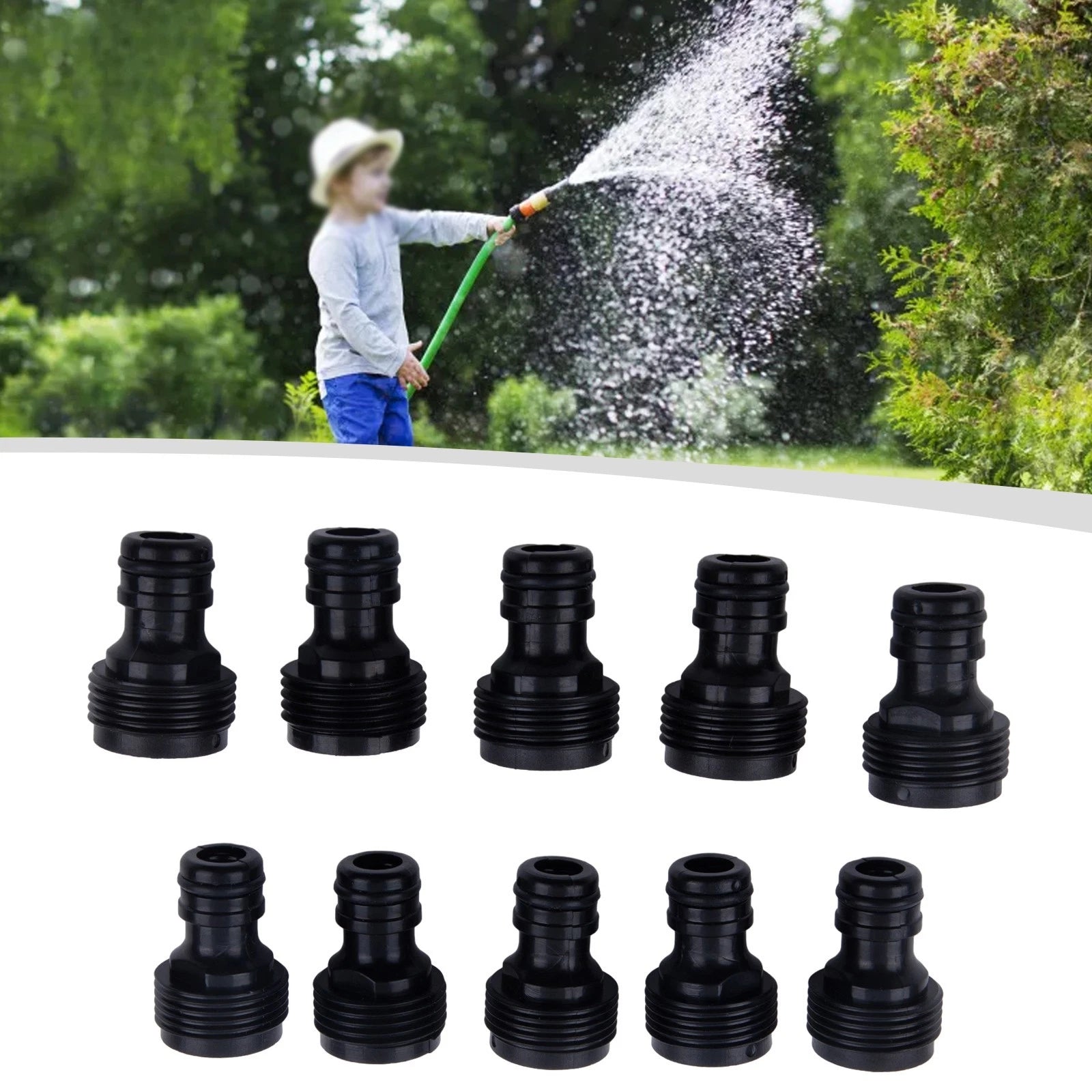 10 Pack of Plastic Male Hose Quick Connect Fittings for Garden Use