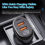 125W Dual USB Car Charger for Universal Use (Quick Charge, Type C)