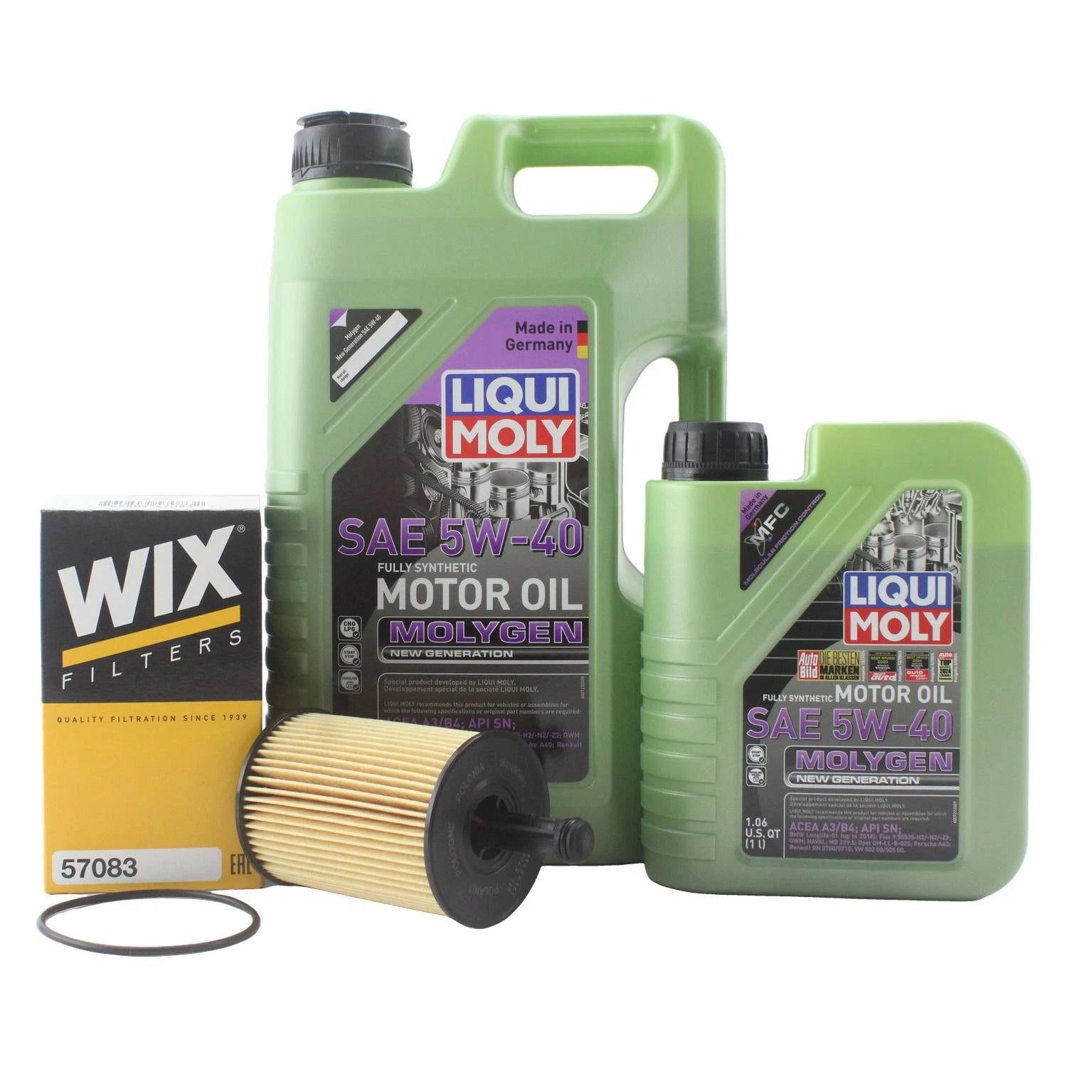 6L Liqui Moly Molygen 5W-40 Oil Change Kit for Audi A3 Quattro (2013–2020)