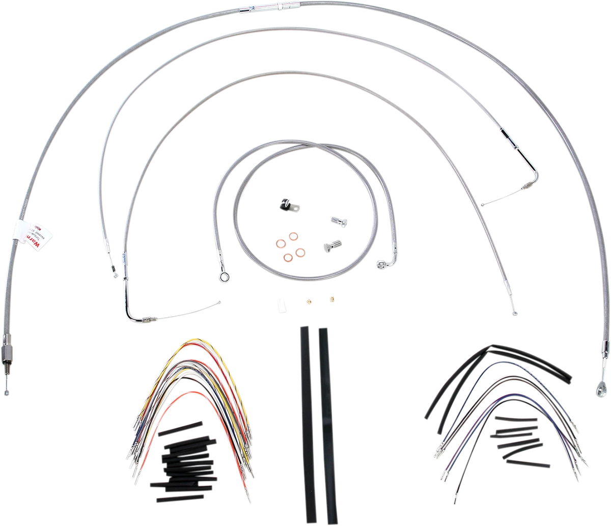 Complete Stainless Braided Handlebar Cable/Brake Line Kit for Harley