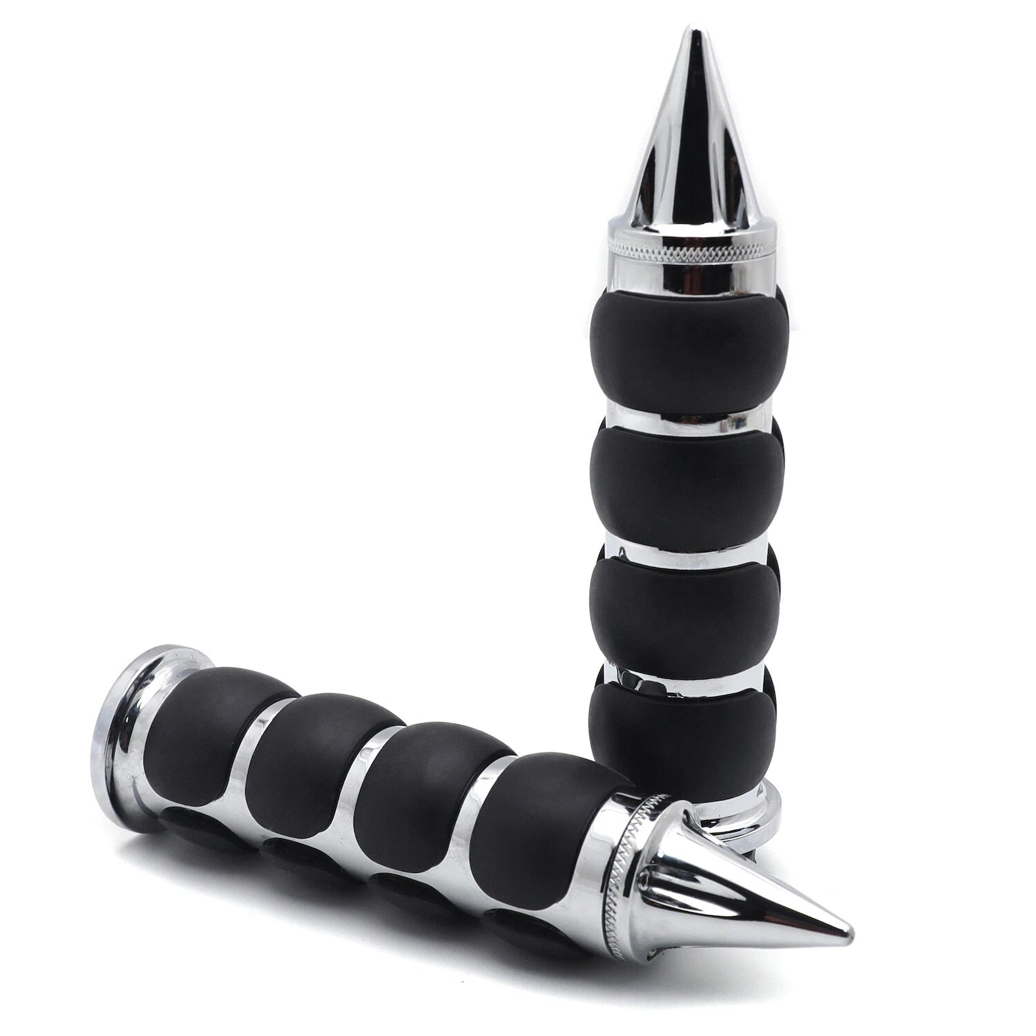 Chrome Rubber 7/8" Spike Handlebar Grip for Suzuki GSXR 600 750 1000 (2001–2023)