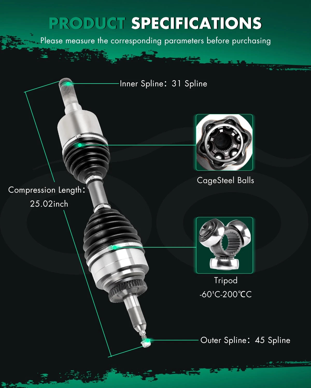 CV Axle for Ford Expedition F-150 Lobo Lincoln Navigator Mark LT (2003–2023)