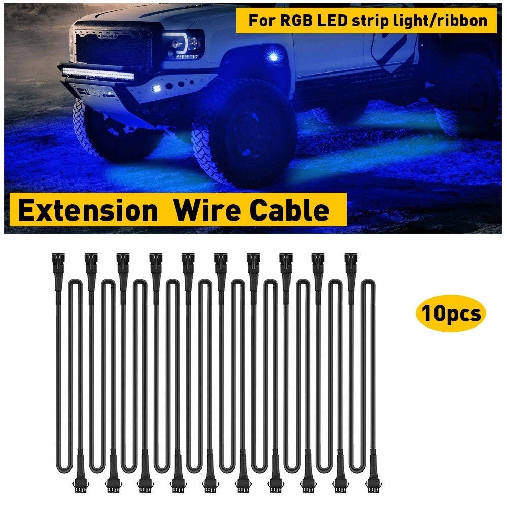 10PCS RGB LED Strip Connector Extension Wire Cable for Rock Lights