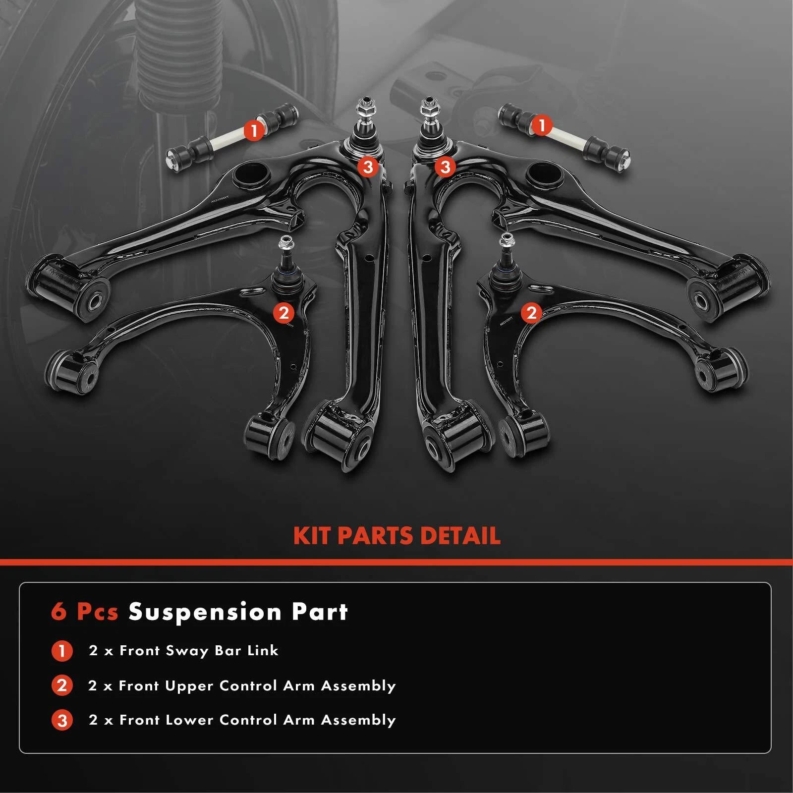 Set of 6 Control Arms & Sway Bar Links for Cadillac Chevy Silverado 1500