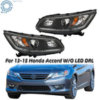 Set of 2 Halogen Headlights for Honda Accord (2013–2015) Black
