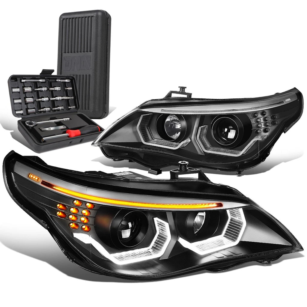 LED U-Halo Signal Projector Headlight for BMW E60 E525i E530i (2004–2007)