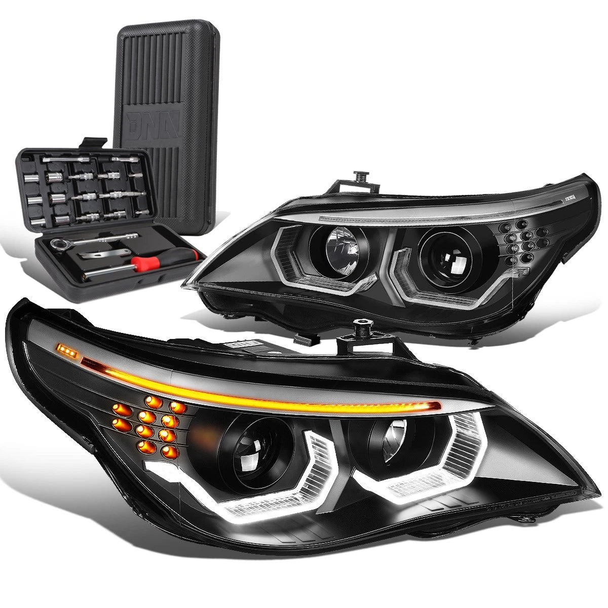 LED U-Halo Signal Projector Headlight for BMW E60 E525i E530i (2004–2007)