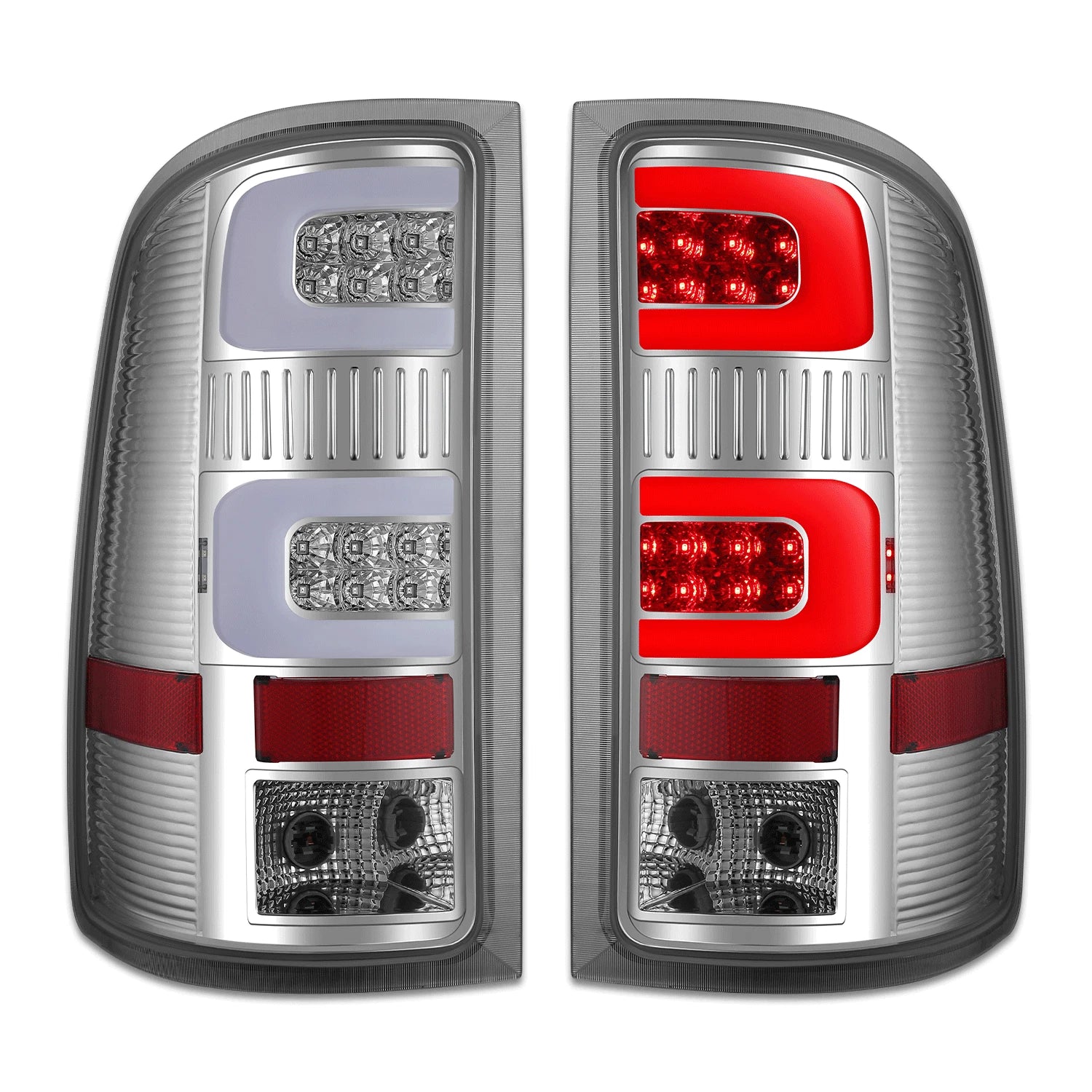 LED C-Tube Bar Tail Brake Light Lamp Chrome for GMC Sierra 1500 2500HD (2007–2014)
