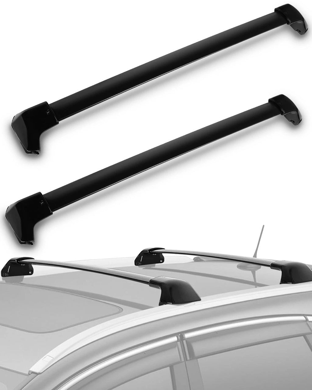 Roof Rack Cross Bars for Honda CR-V (2012–2016) - Aluminum, Black Rails