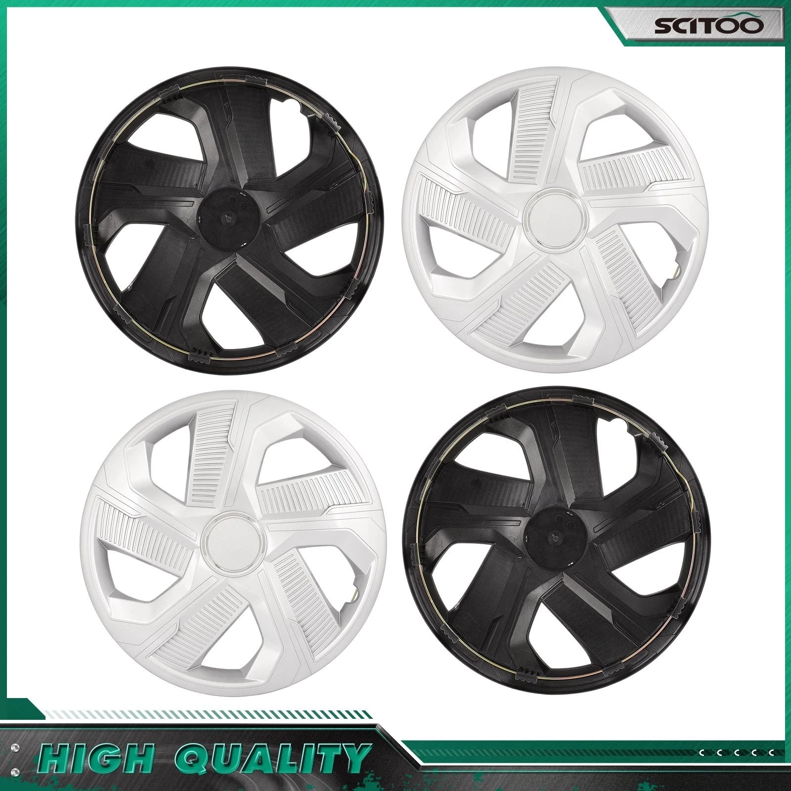 Set of 4 Snap On 15" Silver Wheel Covers Hub Caps R15