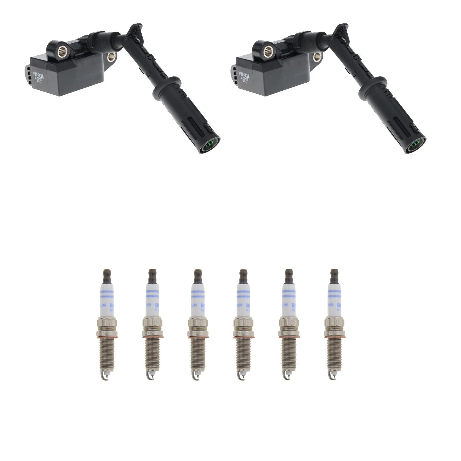 Set of 2 Ignition Coils & 6 Bosch Iridium Spark Plugs for