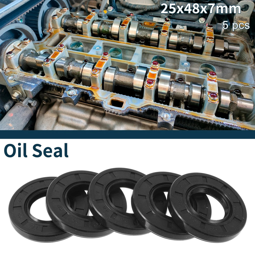 Set of 5 Oil Seal Rotary Shaft Seal NBR Rubber 25x48x7mm