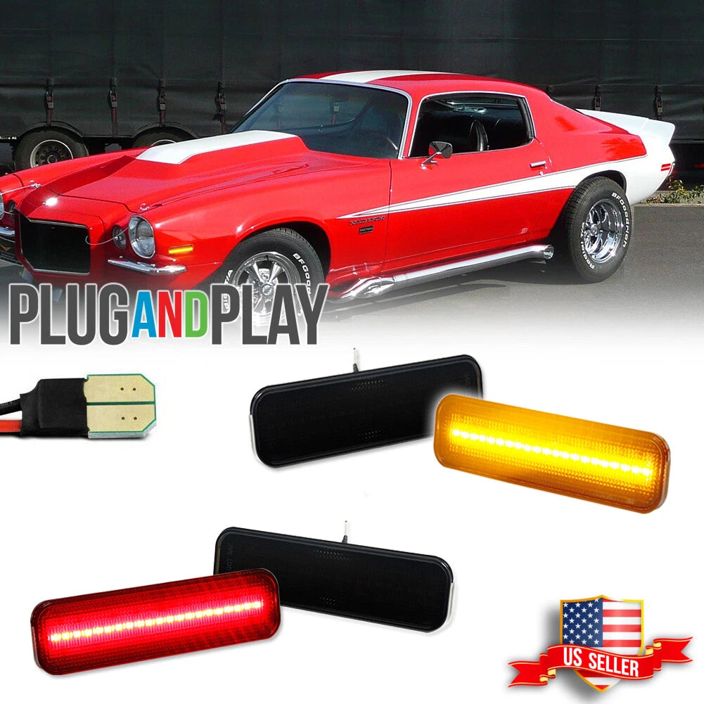 Smoked LED Side Marker Lights for Chevrolet Camaro (1970–1977)