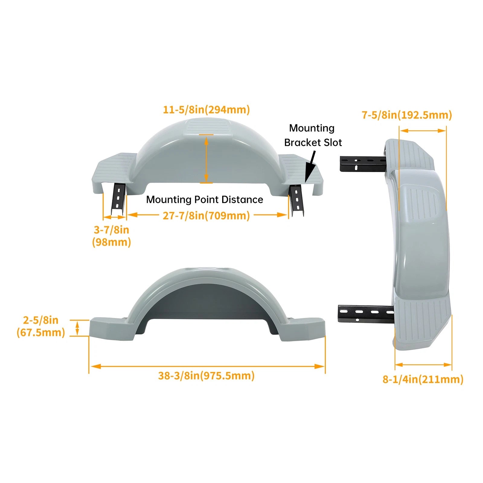 2 Single Axle Trailer Fenders for 13" Wheels Tires (Boat)