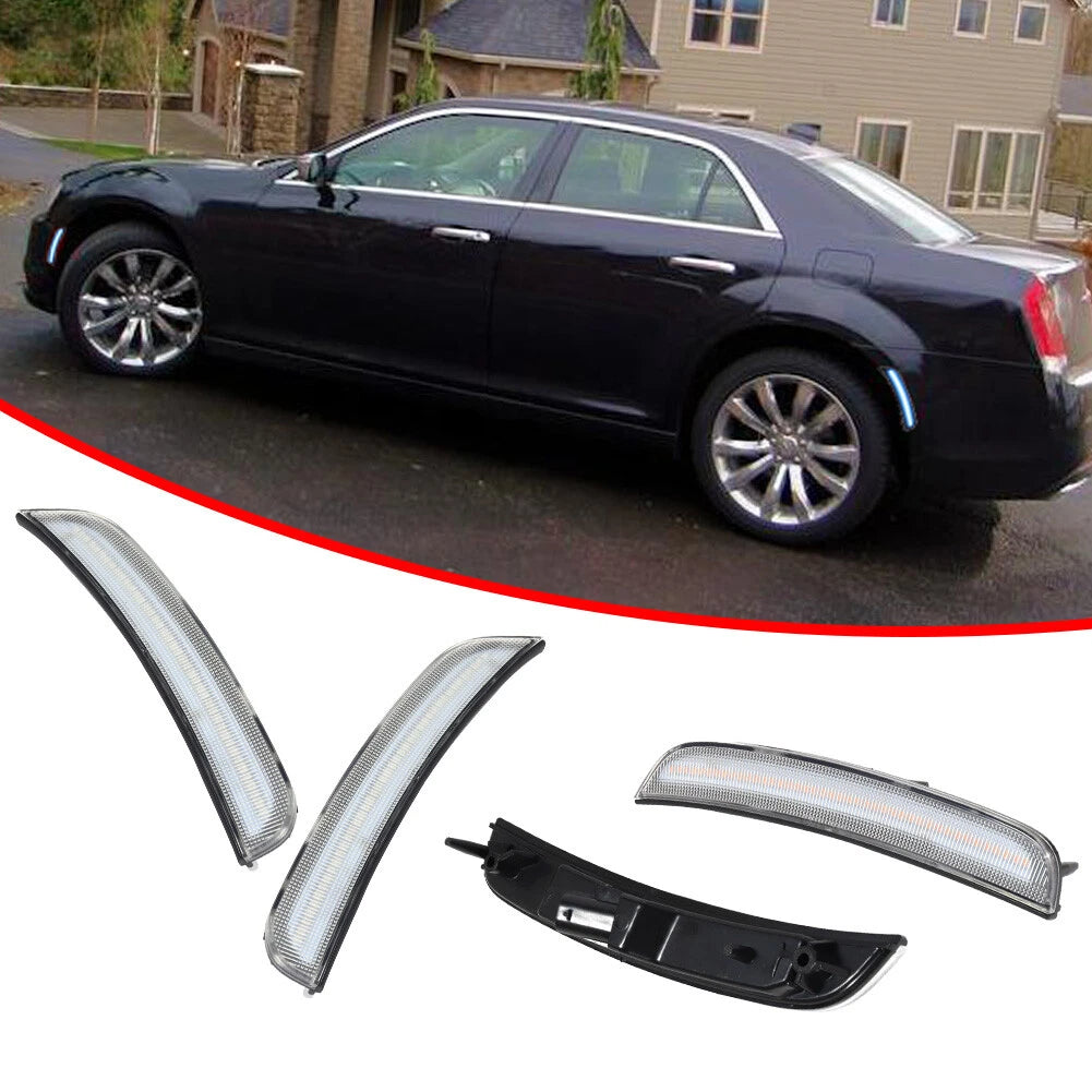 Set of 4 Ice Blue LED Front Rear Side Marker Lights for Chrysler 300