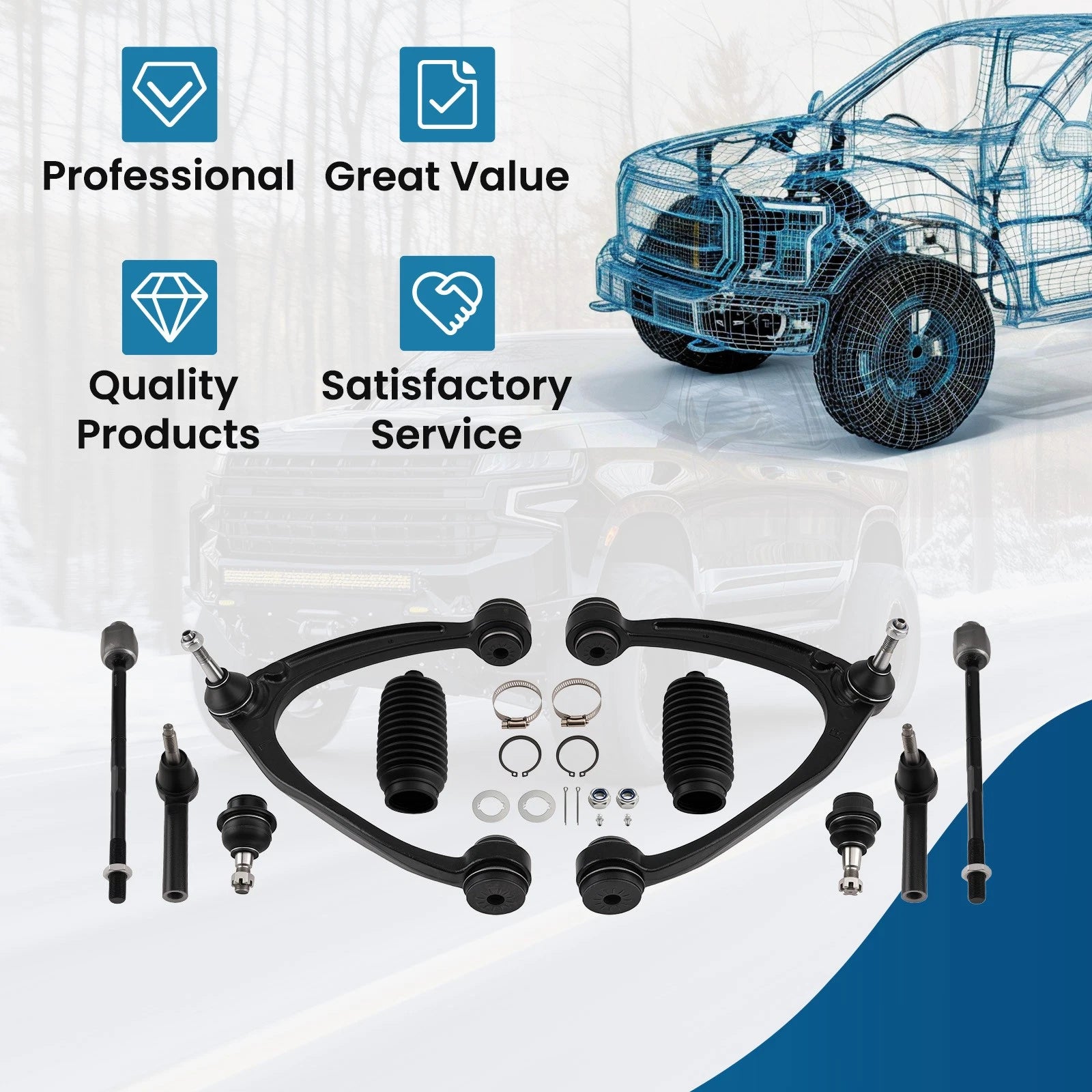 10x Front Upper Control Arms w/Ball Joint for GMC Sierra Yukon XL 1500 (2007–2013)