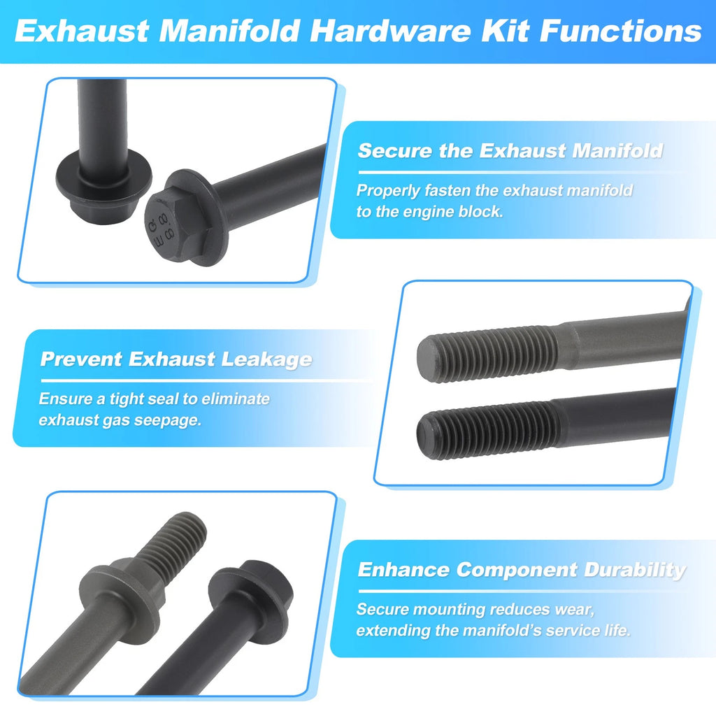 12pcs Exhaust Manifold Bolts Studs for Dodge Ram (2003–2019) 3944593/3944655