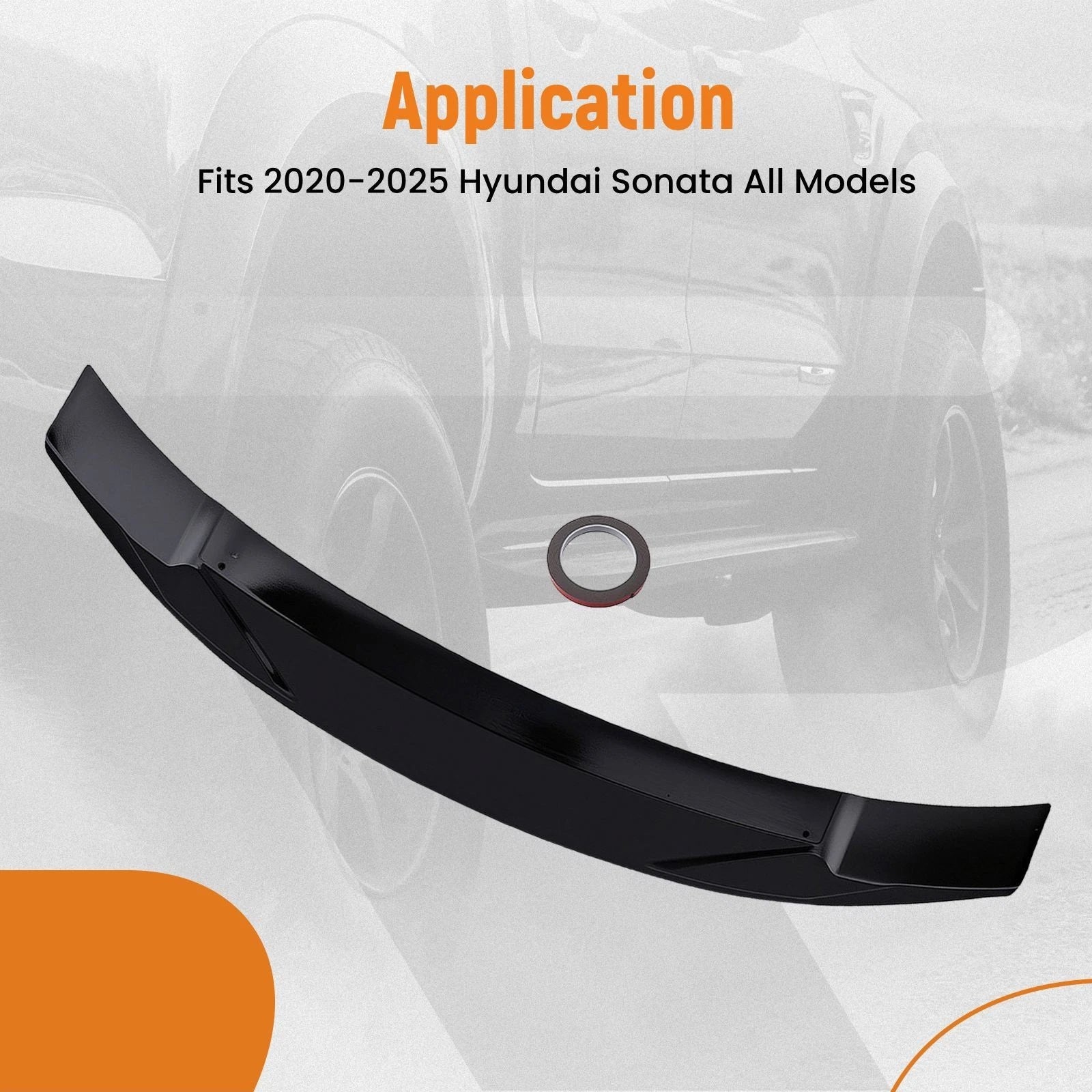 Trunk Lip Spoiler for Hyundai Sonata (2020–2025) Glossy Black Duckbill