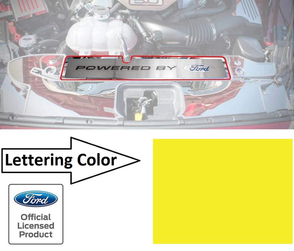 Radiator Cover Trim Plate with Powered by Ford Yellow Letters for Mustang GT (2015–2017)