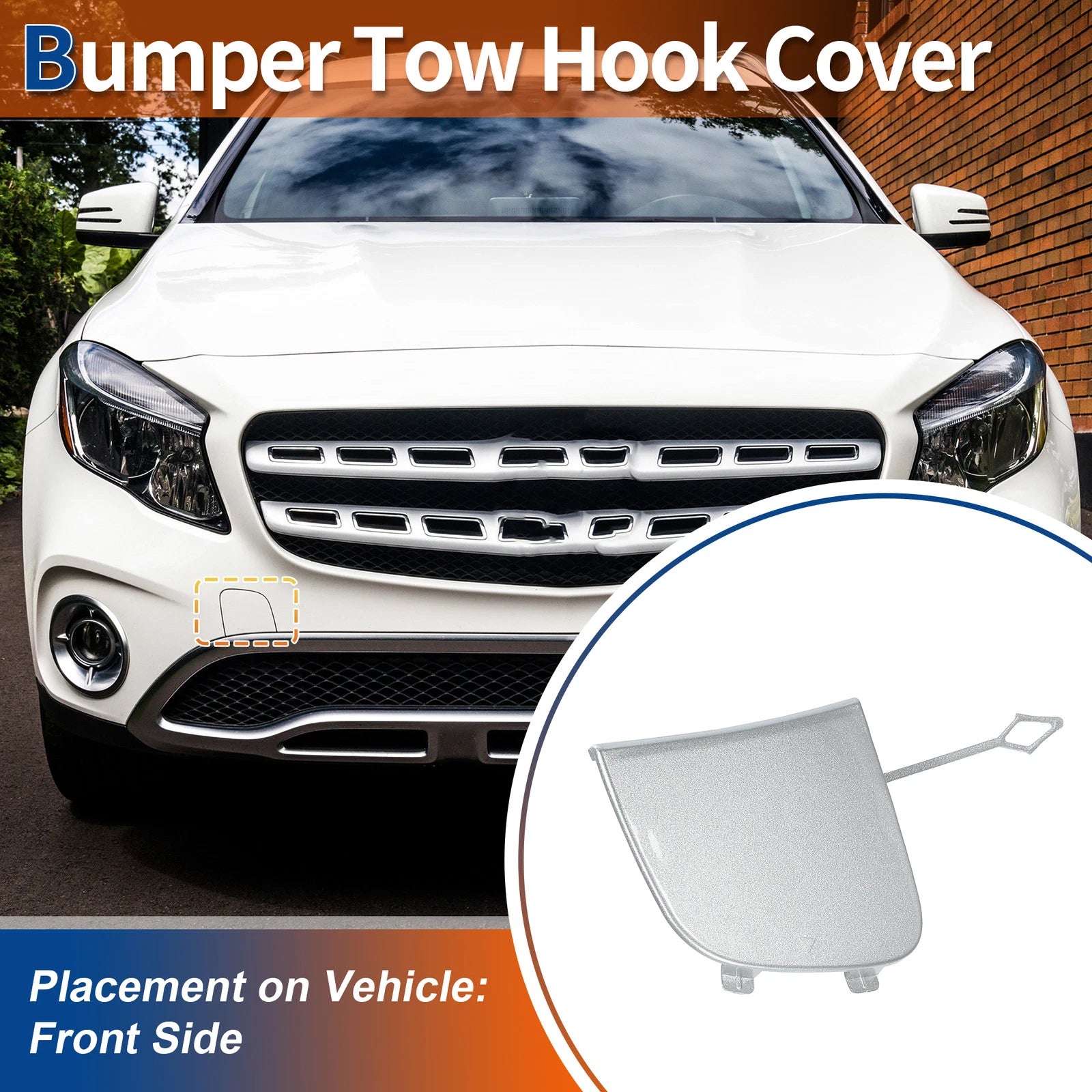 Tow Hook Cover for Mercedes-Benz GLA (2015–2020) No.A1568854200 Silver Tone