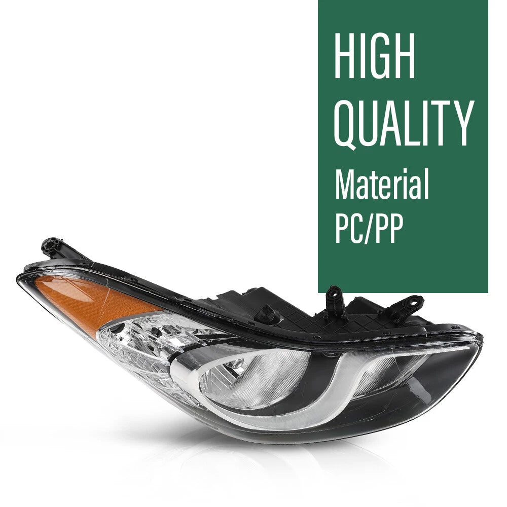 Halogen Headlight Assembly for Hyundai Elantra (2011–2013) Right Passenger