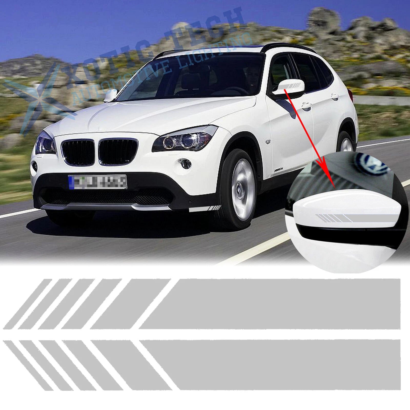 Racing Stripes Rear View Mirror Vinyl Sticker for Universal Fit (2019–2024)