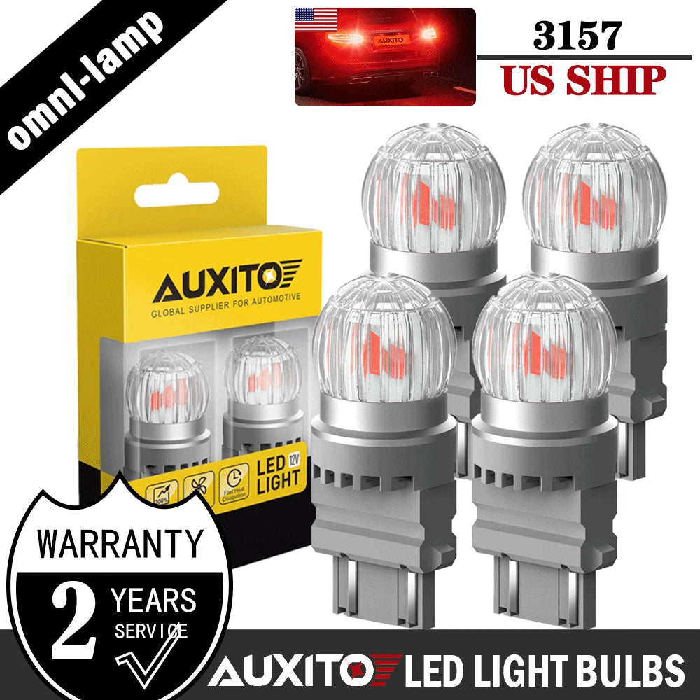 Set of 4 Red High Power SMD LED Turn Signal Brake Tail Light Bulbs for 3157 3156