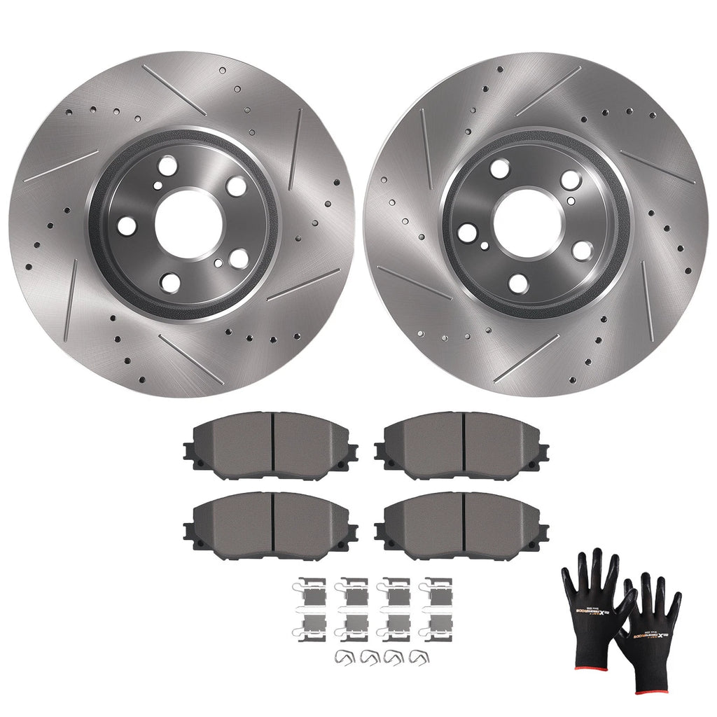 Front Brake Rotors & Ceramic Pads Kit for Toyota Corolla Matrix (2009–2019)