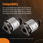 2X Catalytic Converter for Lexus LS430 (2001–2006) & SC430 (2002–2010) 4.3L