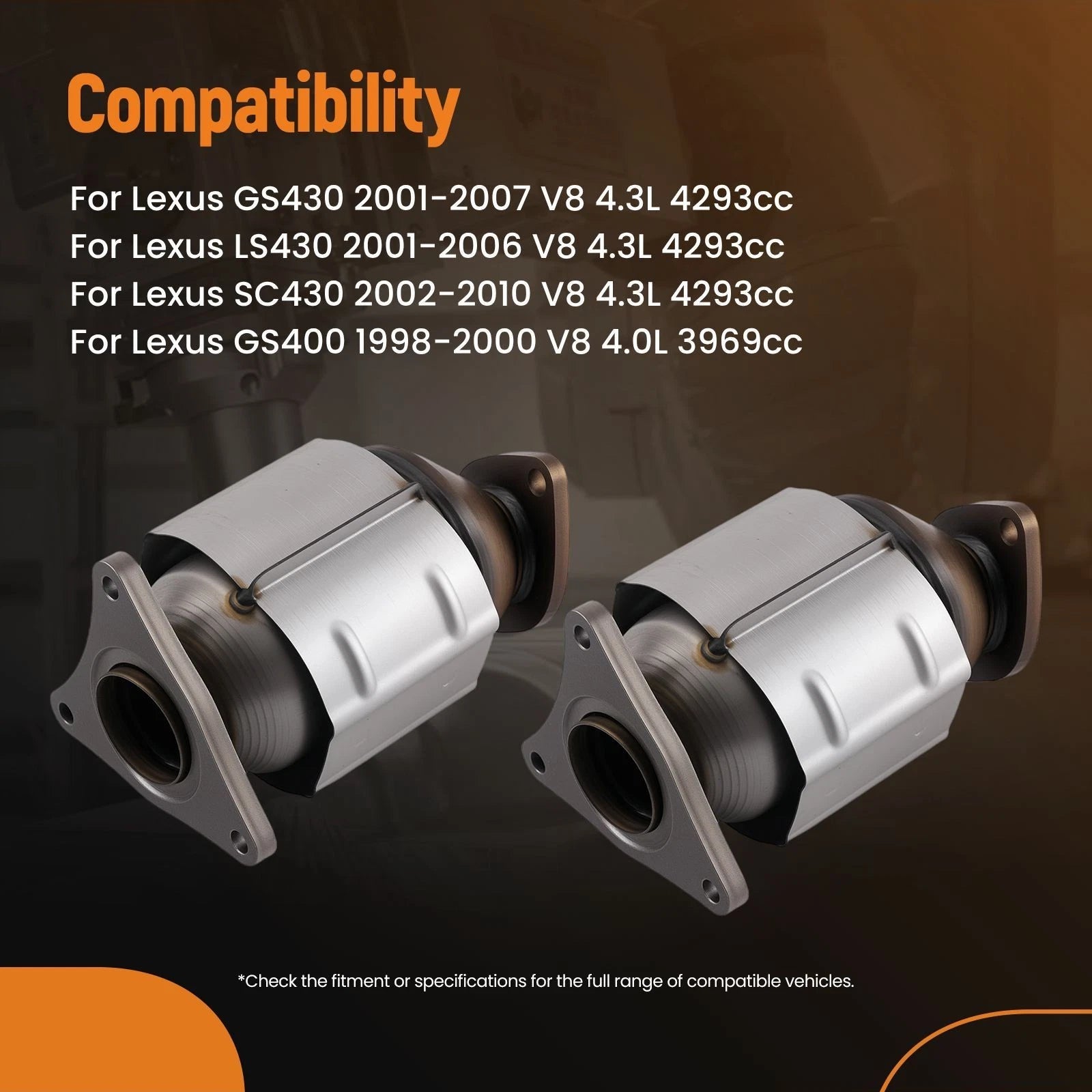 2X Catalytic Converter for Lexus LS430 (2001–2006) & SC430 (2002–2010) 4.3L