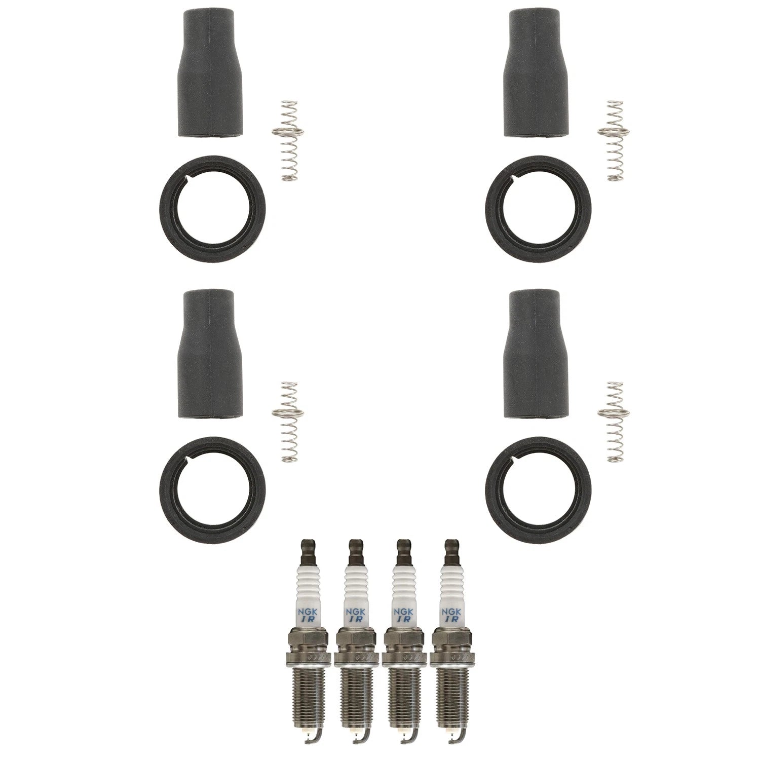 Set of 4 NGK Laser Iridium Spark Plugs & Coil Boots for Forte Rondo (2009–2018)