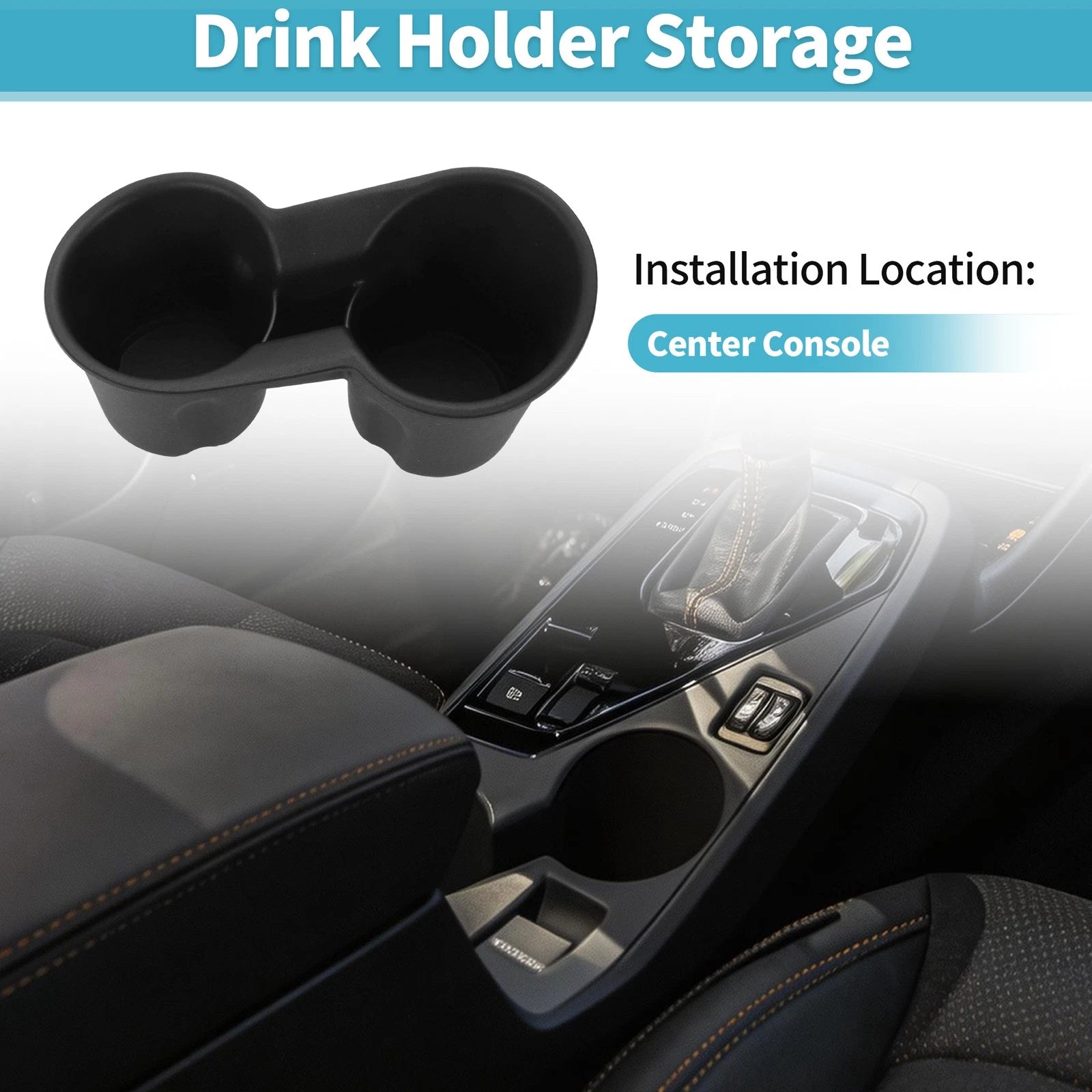 Center Console Cup Holder Organizer for Subaru Crosstrek (2024–2025) TPE Black