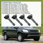 Set of 4 Ignition Coils for Honda Civic Acura EL (2001–2005)