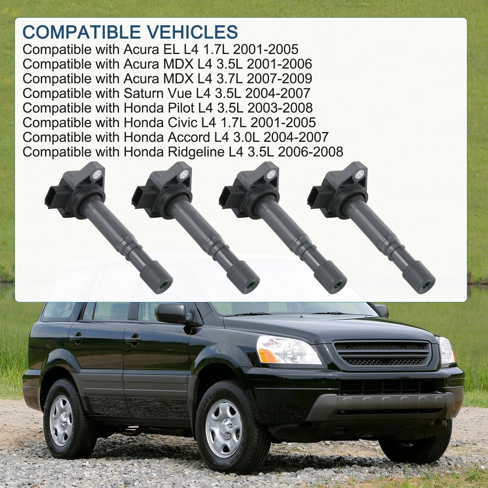 Set of 4 Ignition Coils for Honda Civic Acura EL (2001–2005)