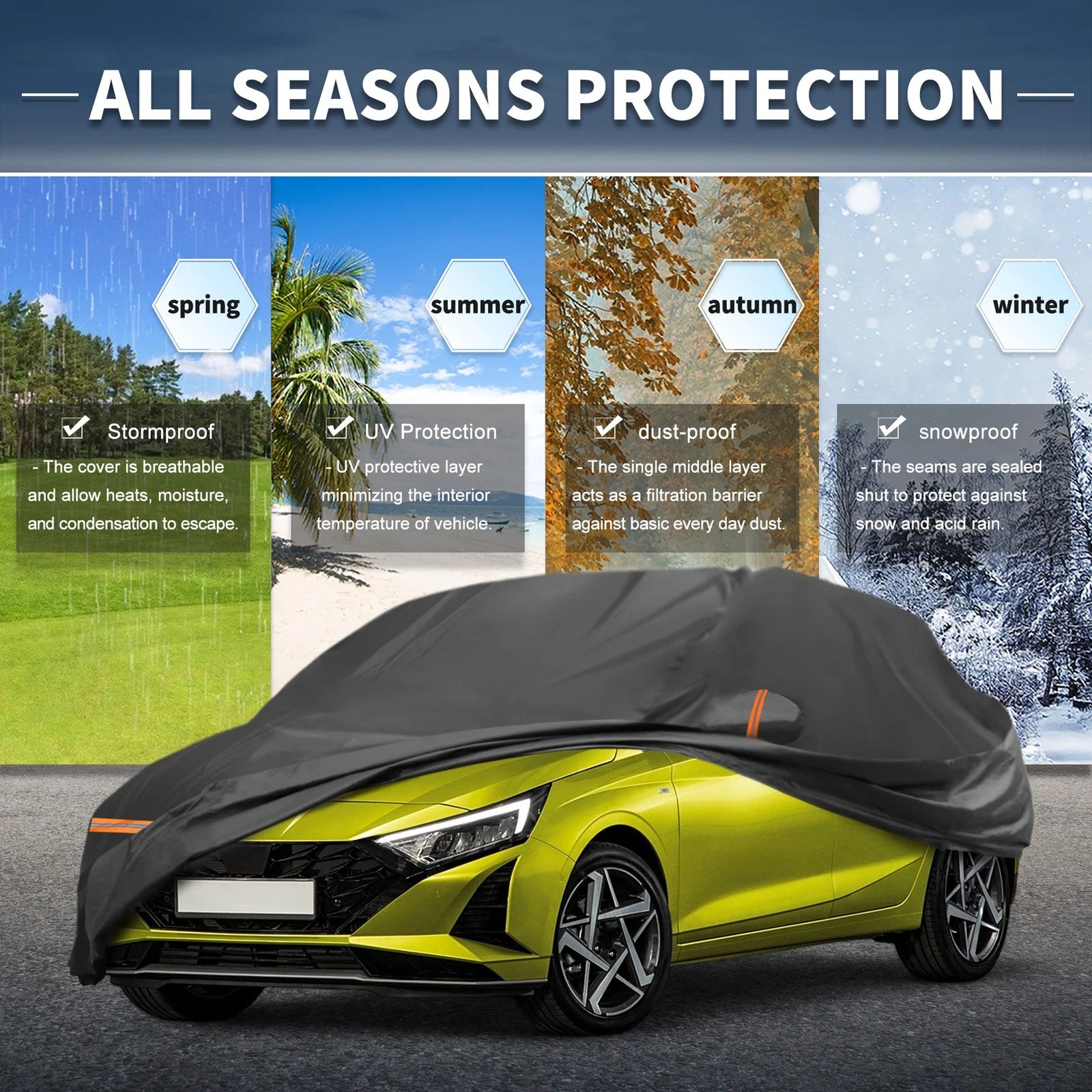 Waterproof Car Cover for Hyundai i20 (2014–2021) PEVA Zipper