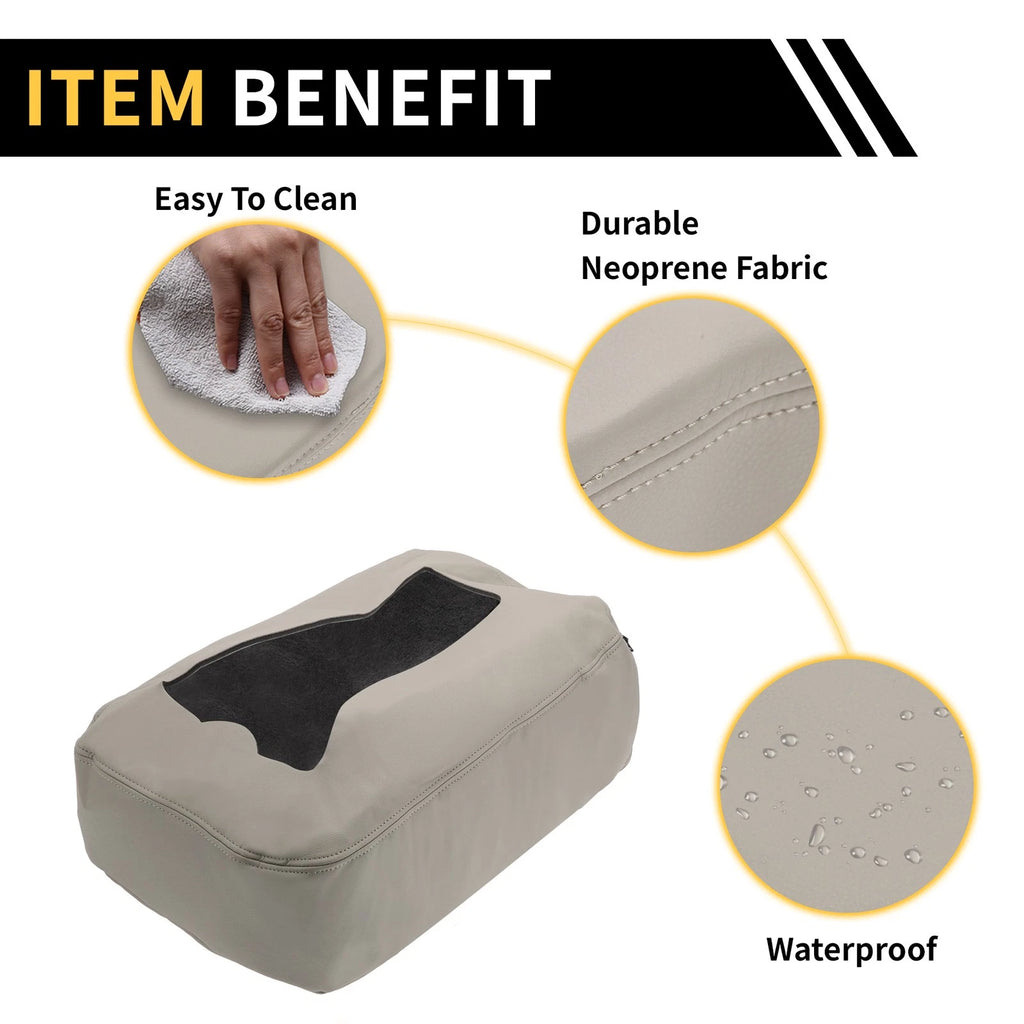 Center Console Cover for Chevrolet Silverado (2014–2023) Microfiber Leather Zipper Grey