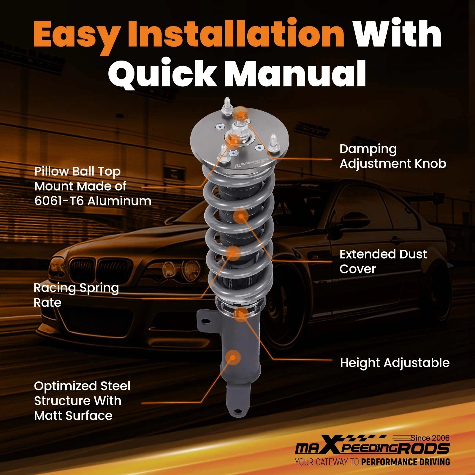 Coilovers Kit with 24-Way Adjustable Damping for Dodge Charger Challenger (2011-2022)