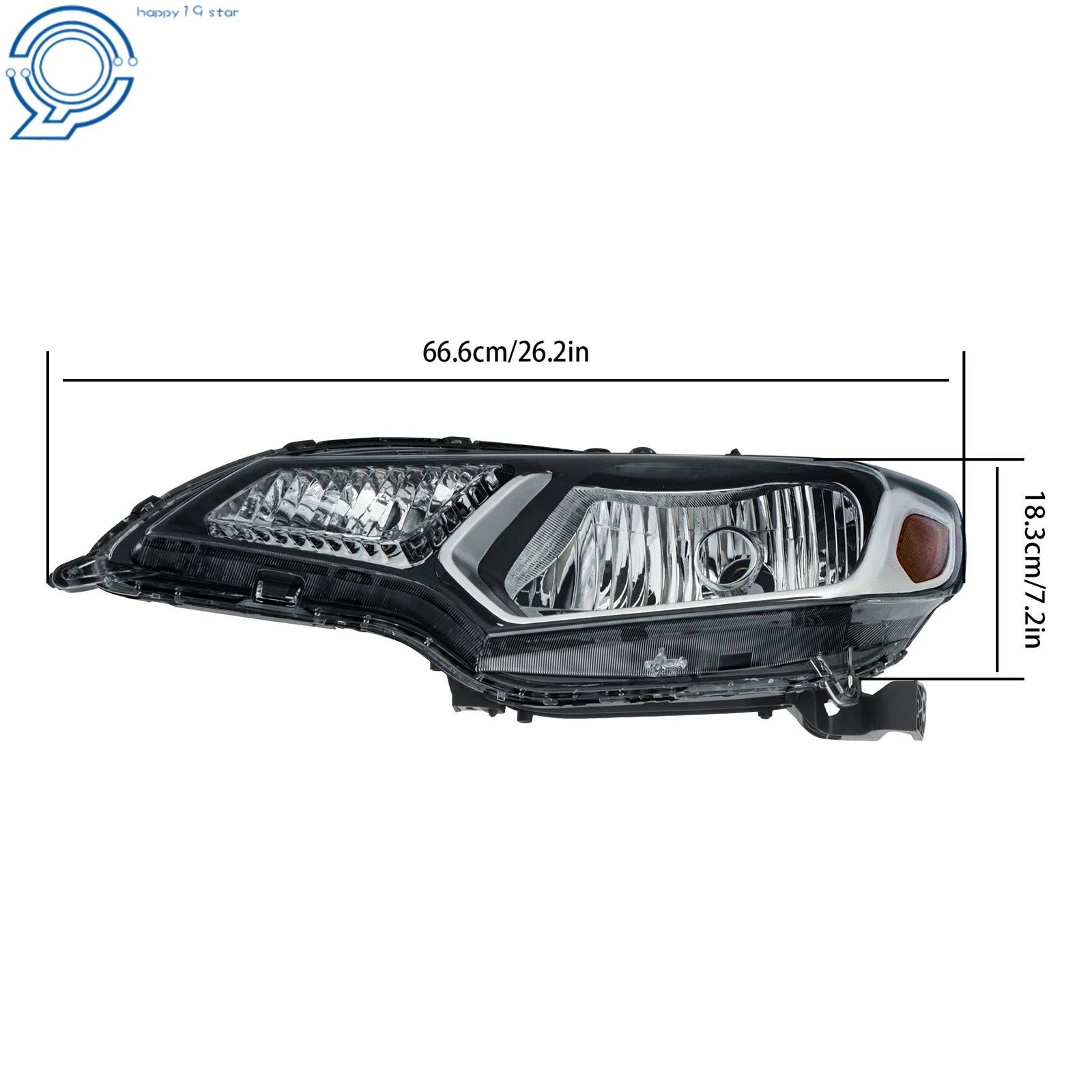 Halogen H4 Type Headlights Chrome Pair for Honda Fit (2015–2017)