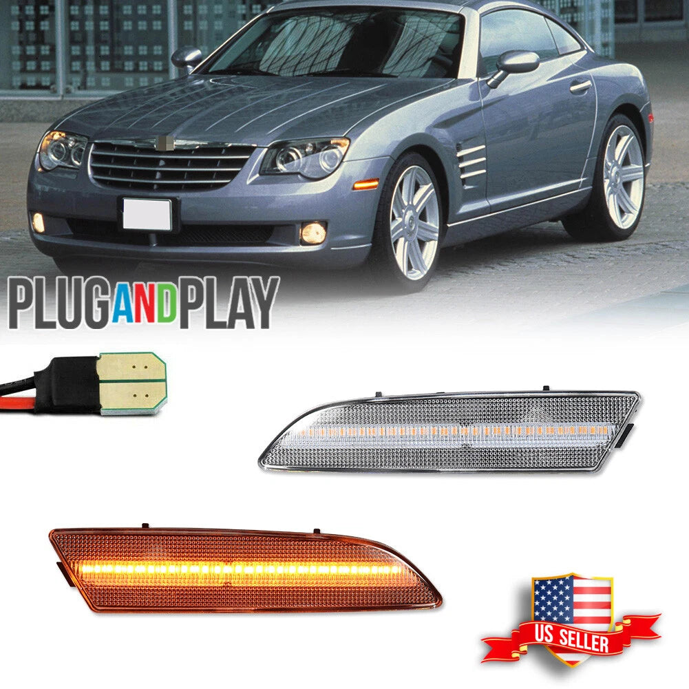Full Amber LED Front Side Marker Lights for Chrysler Crossfire (2004–2008)