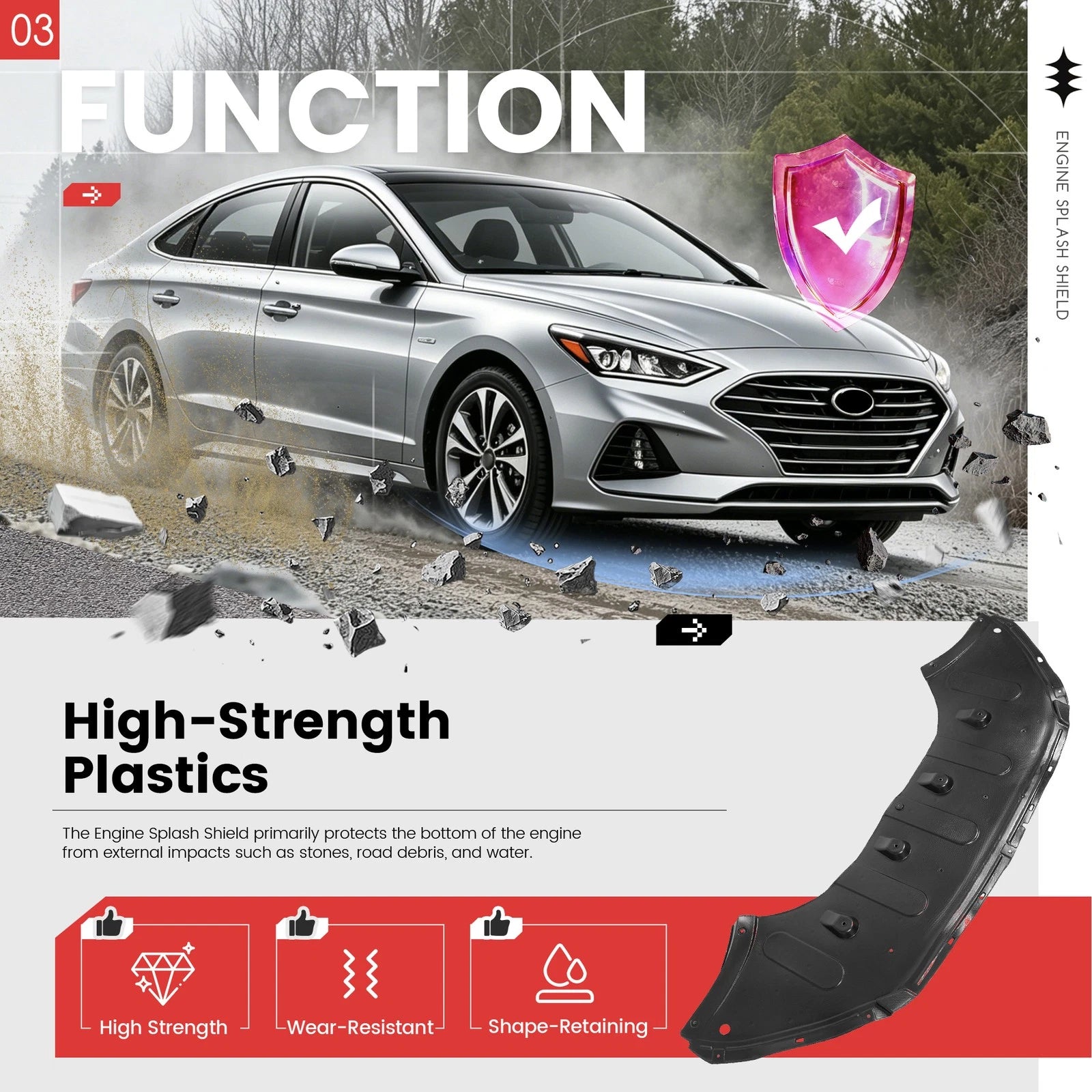Front Engine Splash Shield Guard for Hyundai Sonata (2018–2019)