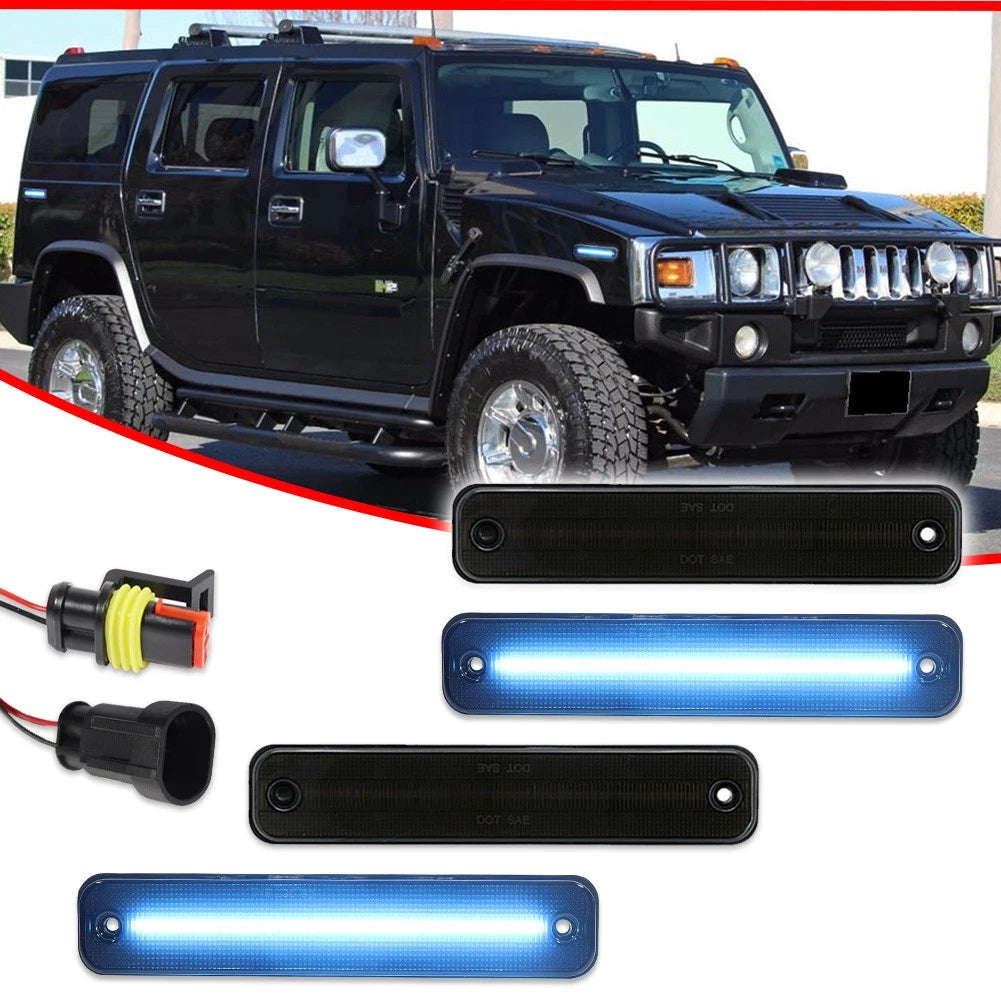 Set of 4 Smoke Ice Blue LED Side Fender Marker Lights for Hummer H2 (2003–2009)