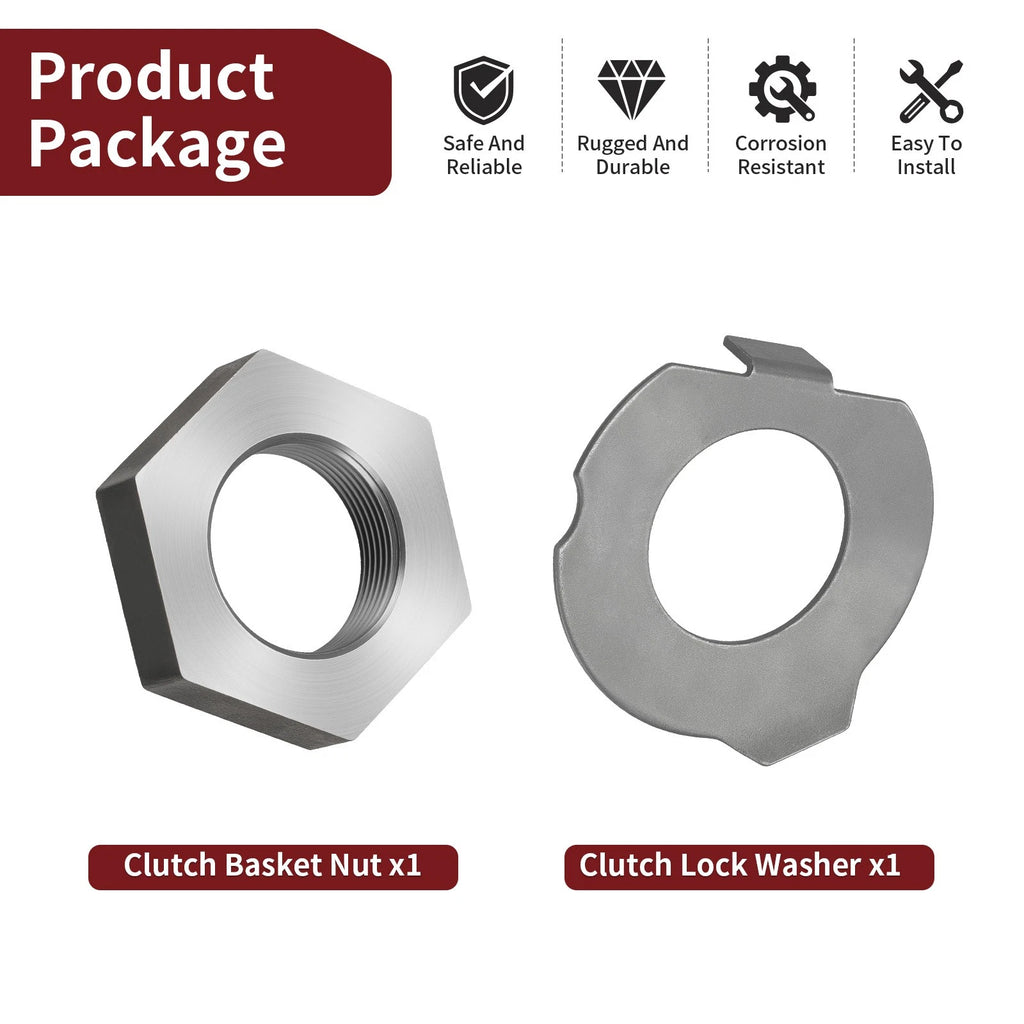 Clutch Basket Nut & Lock Washer for Yamaha Banshee 350 (1987–2006) RZ350 (1984–1985)