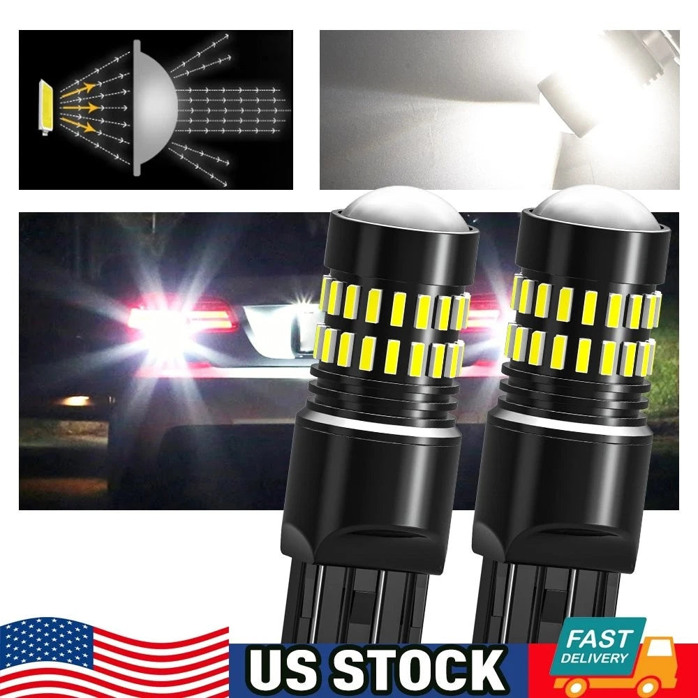 2X 7443 7440 LED White 6000K Reverse Backup Turn Signal Bulbs for