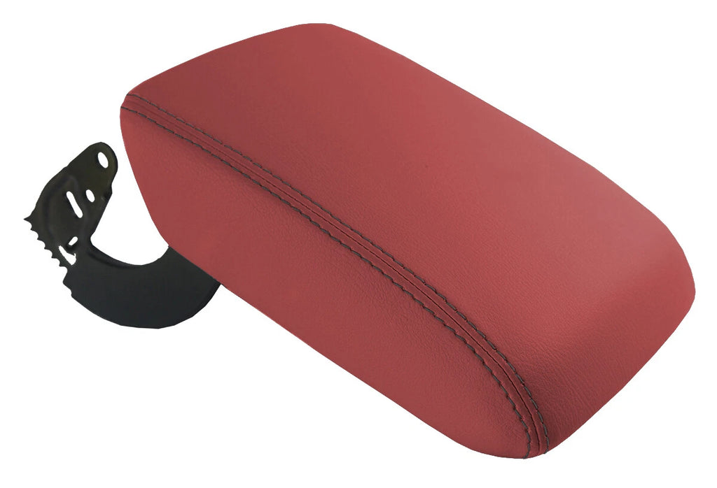 Leather Console Lid Armrest Cover for Audi A5 S5 (2008–2017) Red Black Stitch