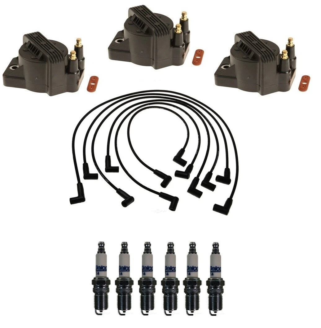 Ignition Wires & Coils Set of 3 with 6 Spark Plugs for Chevy Camaro Pontiac (3.8L)