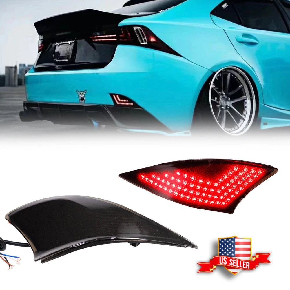 Smoked Lens LED Bumper Reflector Signal Brake Lights for Lexus IS250 IS350 (2014–2023)