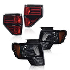 Smoked Black Headlights & Tail Lights for Ford F-150 (2009–2014)