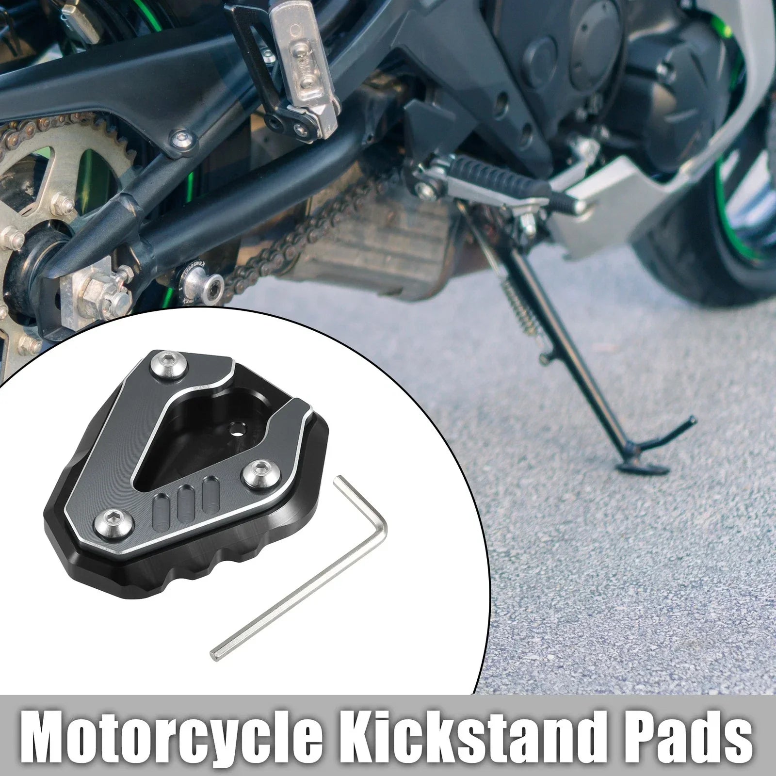 Set Aluminum Alloy Motorcycle Kickstand Pad for BMW S1000RR Titanium Tone