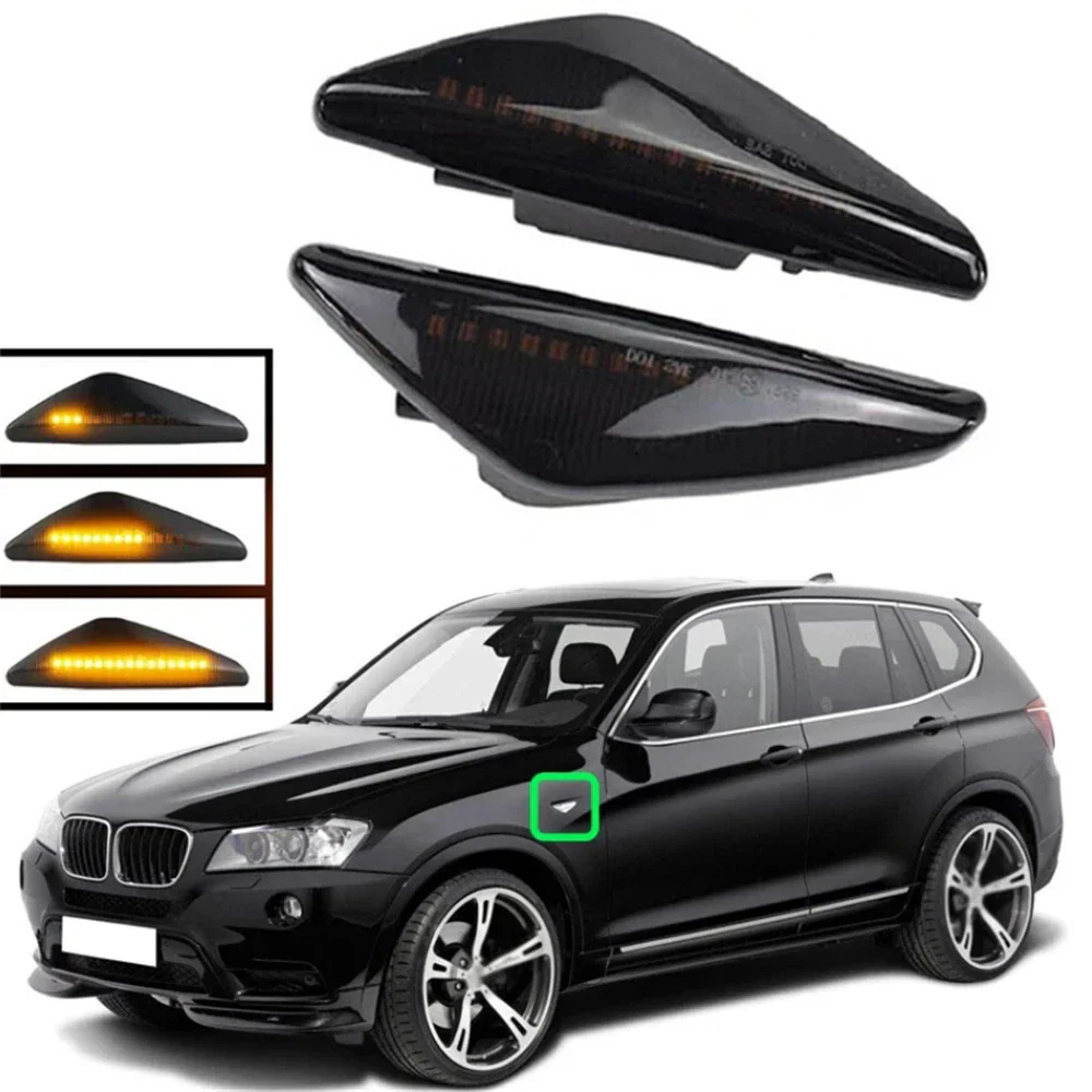 Smoke LED Fender Side Marker Lights for BMW F25 X3, E70 X5, E71 X6 (2011-2017)